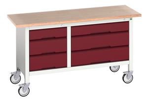 16923215.** verso mobile storage bench (mpx) with 3 drawer cab / 3 drawer cab. WxDxH: 1500x600x830mm. RAL 7035/5010 or selected